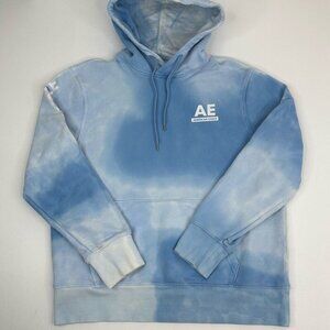 American Eagle Men's Blue French Terry Tie-Dye Graphic Hoodie M/C45